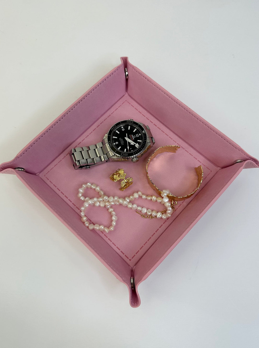 Andcopenhagen Accessories Pink organizer - Opbevarings læder bakke