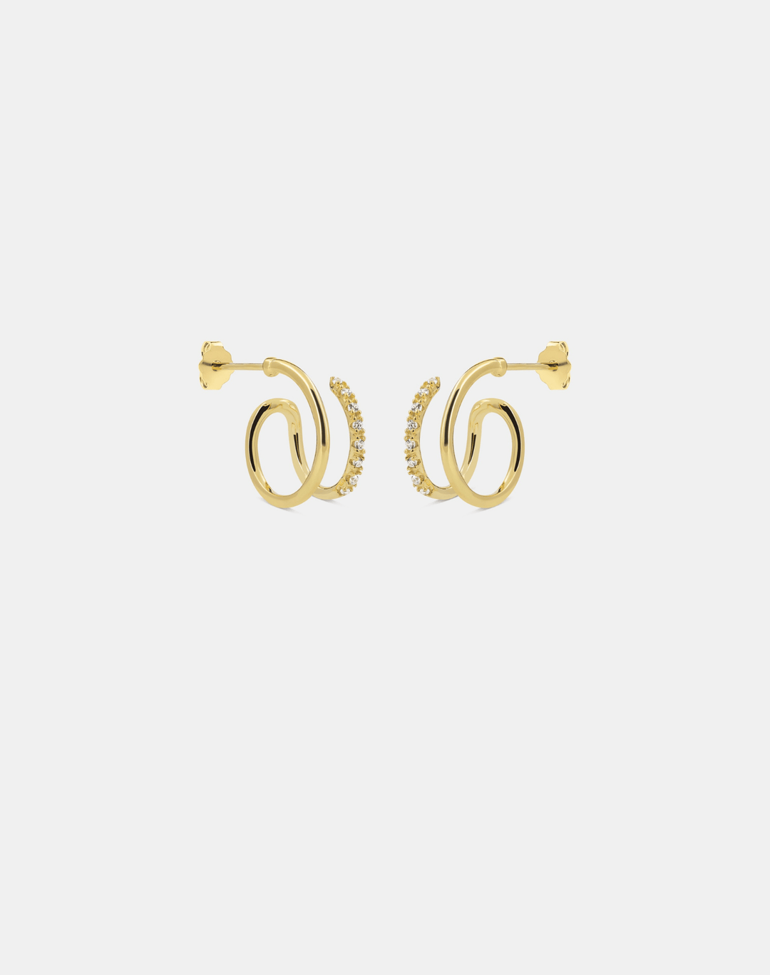 Andcopenhagen Guldøreringe Andcopenhagen - Shiny double swirl hoops - guldbelagte øreringe