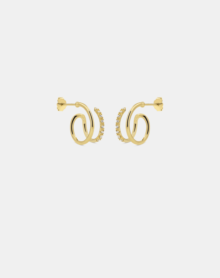 Andcopenhagen Guldøreringe Andcopenhagen - Shiny double swirl hoops - guldbelagte øreringe