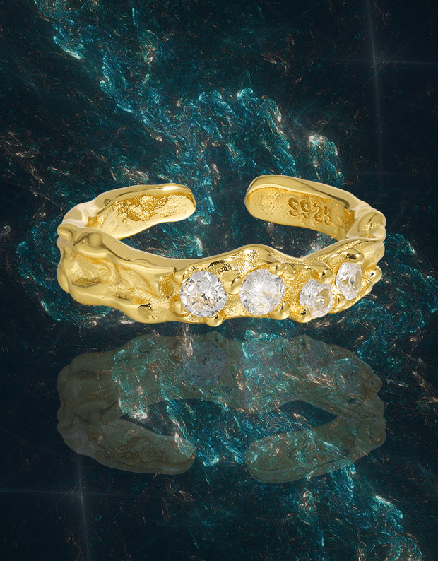 Andcopenhagen Smykker Andcopenhagen - Aurora zirkonia ring i 18 karat guldbelagt sterlingsølv