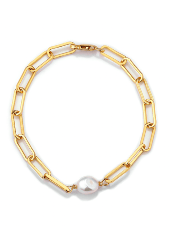Andcopenhagen Smykker Andcopenhagen - Chunky Pearl chain Armbånd - Guldbelagt 925 sterlingsølv