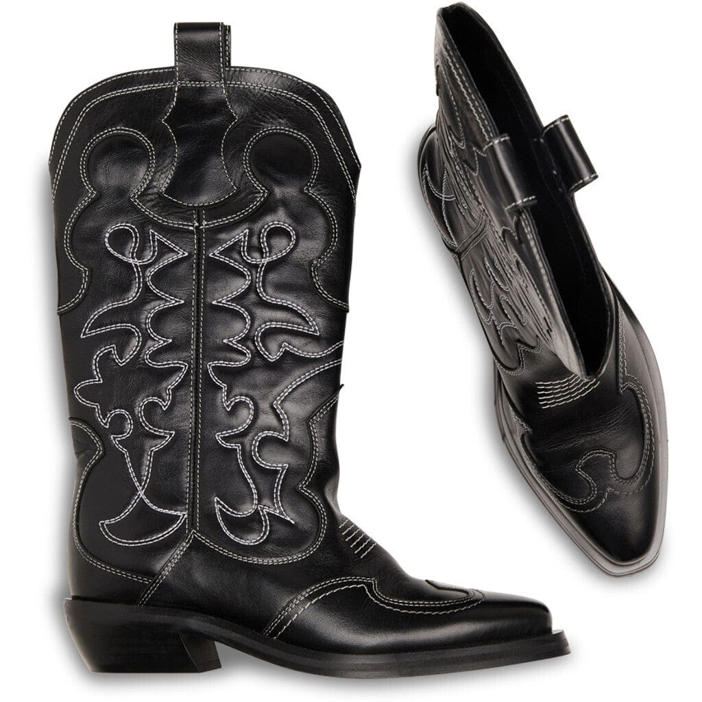 Pavement støvler Cowboy støvler - Julianne - Sort/hvid læder - Pavement