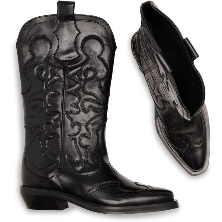 Pavement støvler Cowboy støvler - Julianne - Sort læder - Pavement