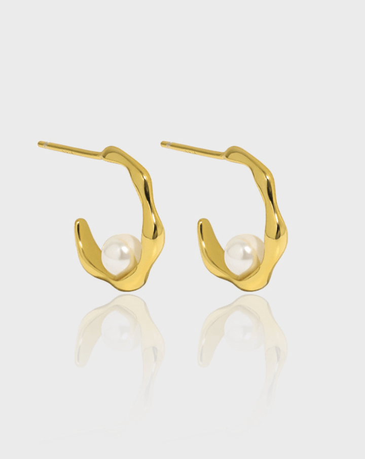 Andcopenhagen Accessories Perle hoops - 18 karat Guldbelagte øreringe - Andcopenhagen