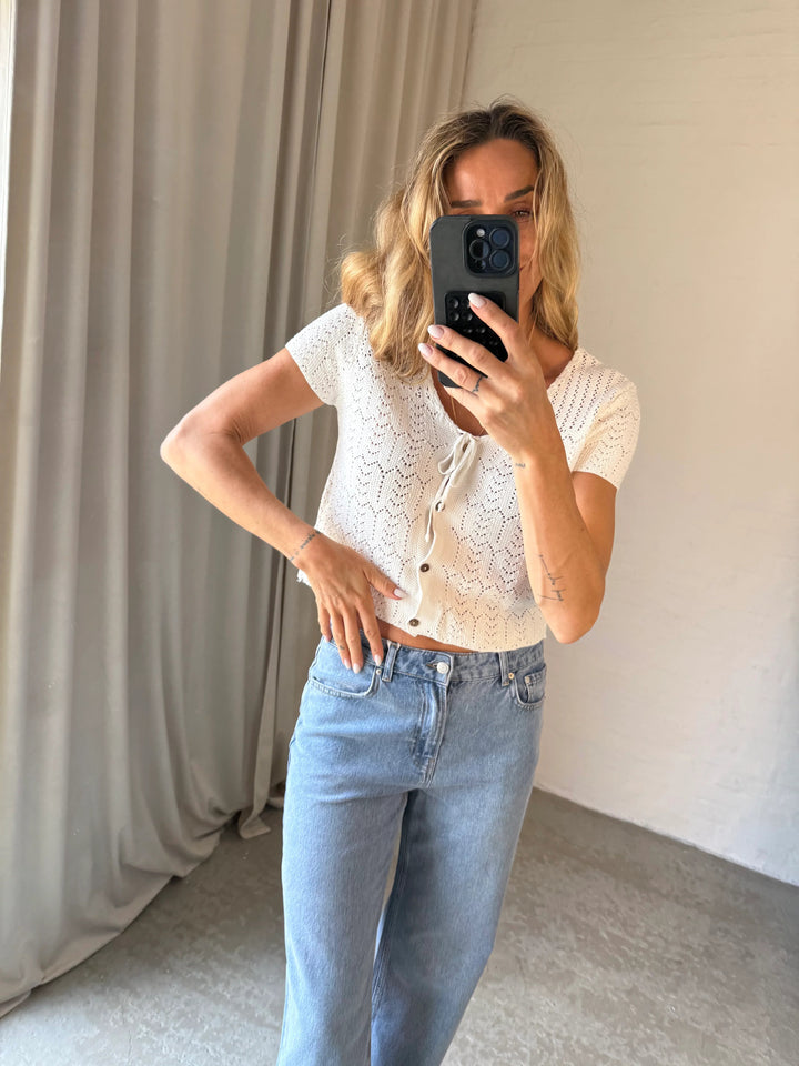 Sassy Copenhagen - Strikket top - Hvid blonde - Ella - Stilkompagniet.dk