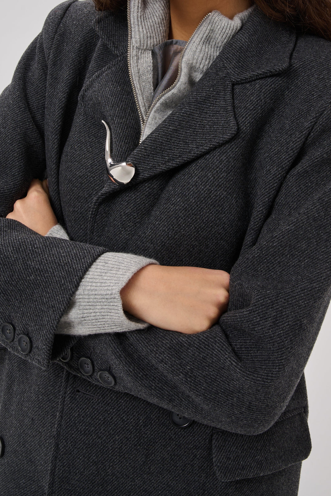 My Essential Wardrobe - Frakke - Dark Grey Melange - Frannie