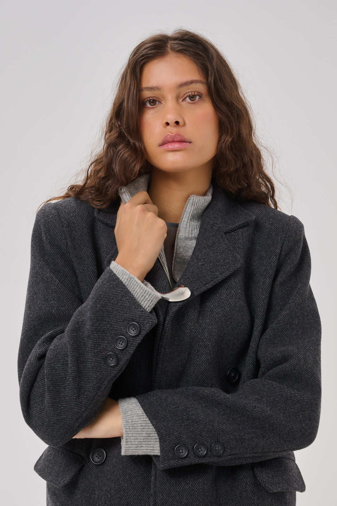 My Essential Wardrobe - Frakke - Dark Grey Melange - Frannie