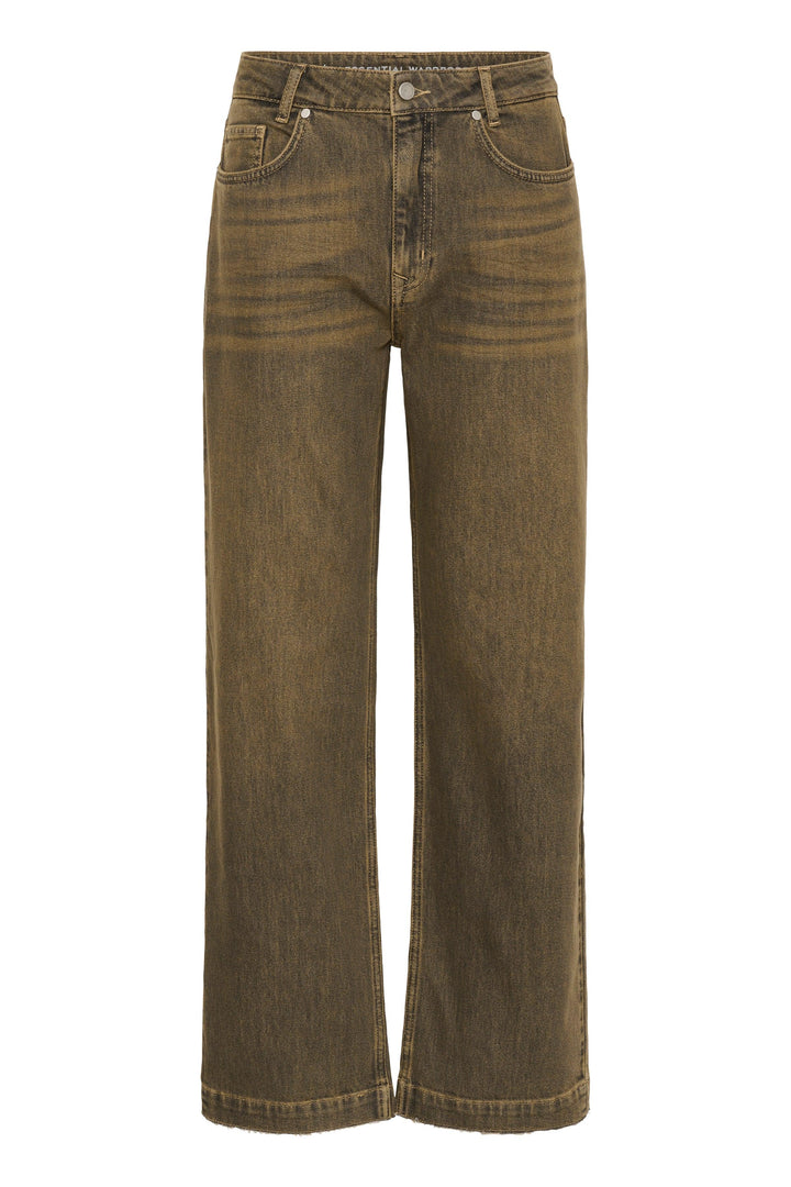 My Essential Wardrobe - Jeans - Amber Retro Wash Brown - Saba 139 High Straight Slit - Stilkompagniet.dk