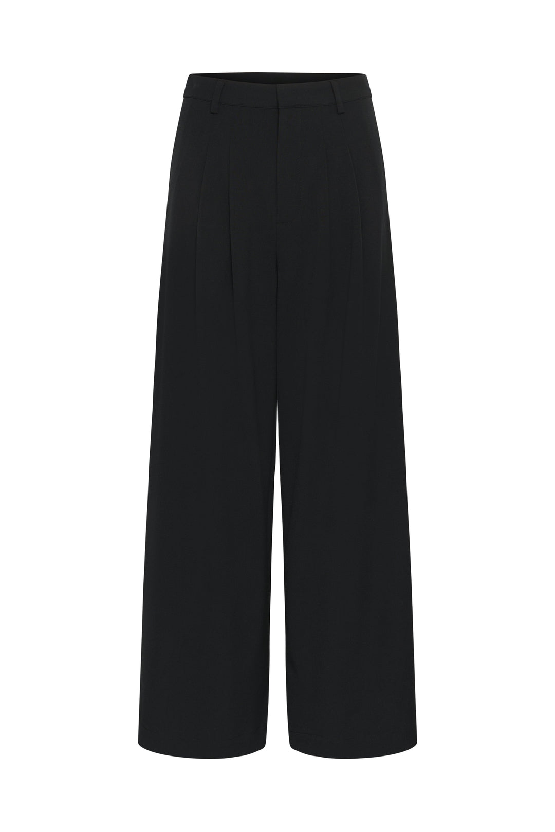Hace-bukserne fra My Essential Wardrobe er elegante, sorte bukser med høj talje, flatterende læg og vide ben packshot