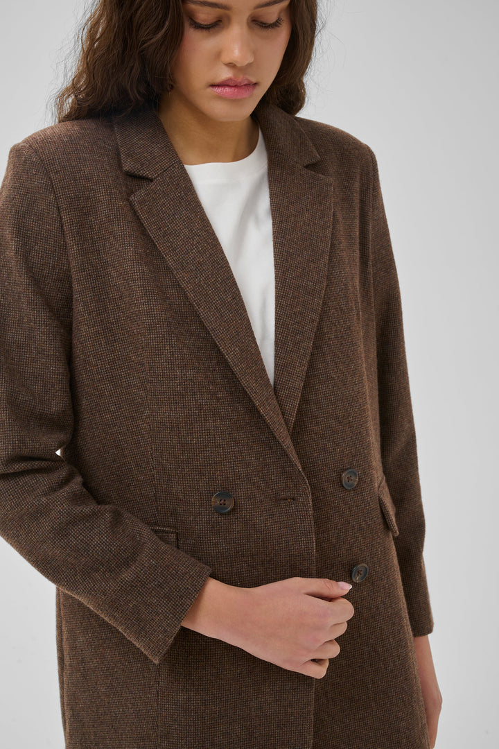 My Essential Wardrobe - Blazer - Dark Brown Check - Cleo
