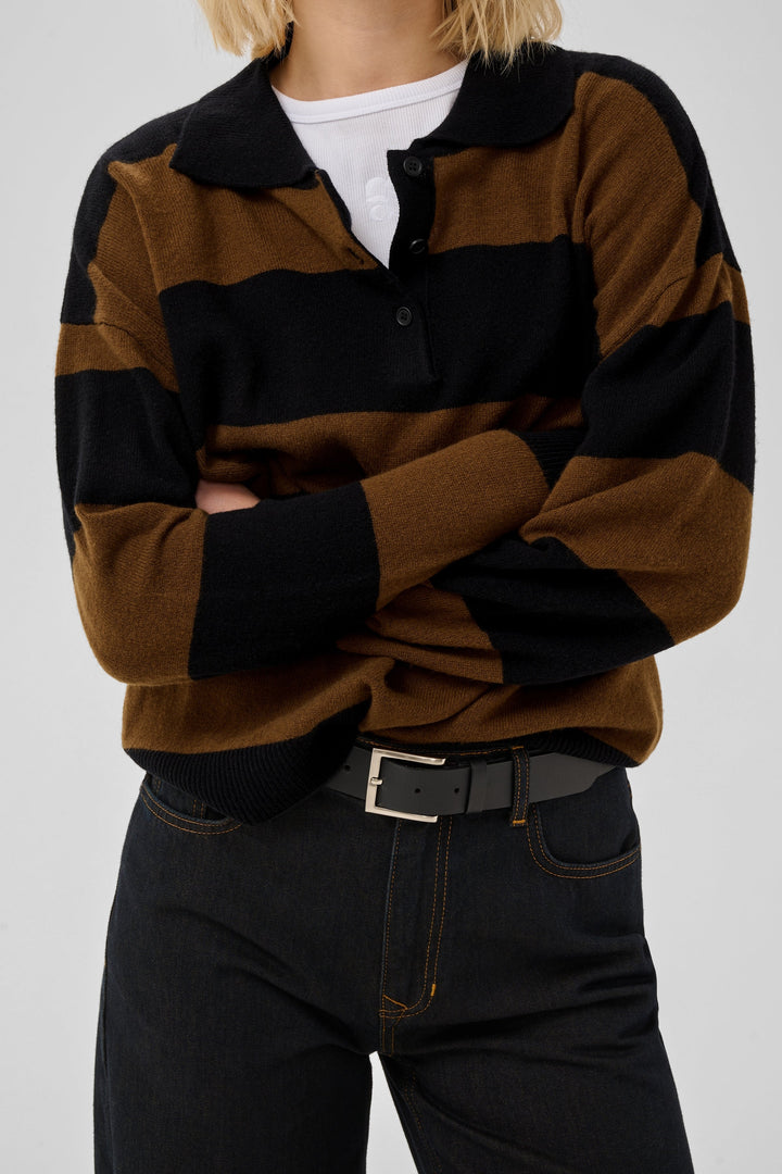 My Essential Wardrobe - Pullover - Bison w. Black Stripe - Jola