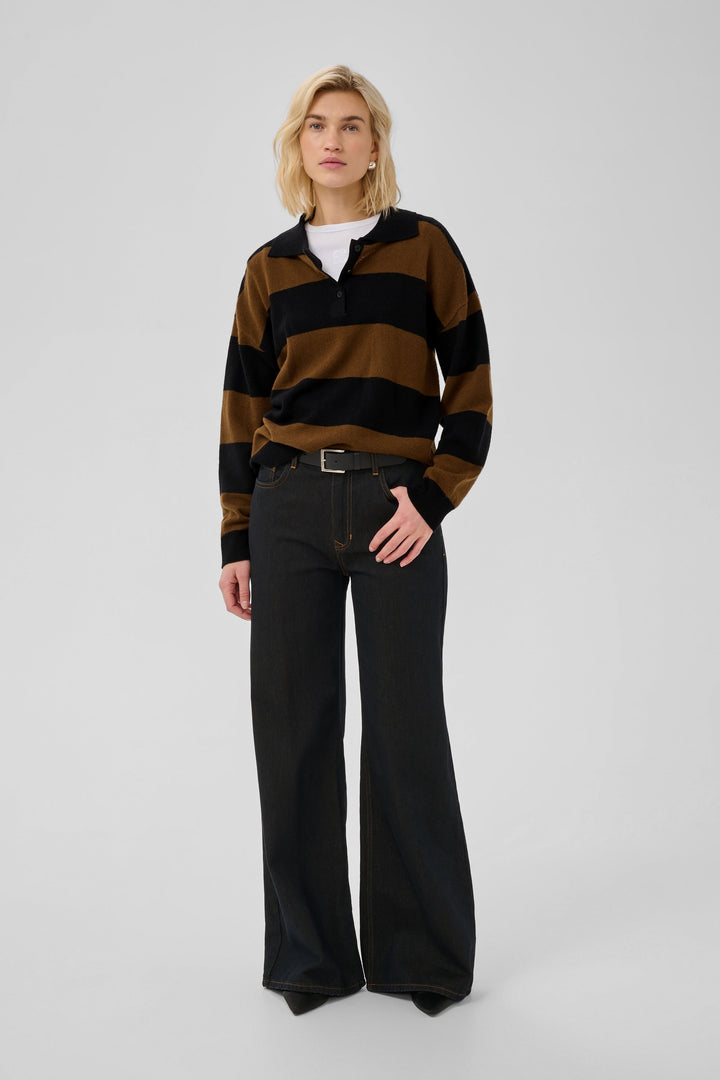My Essential Wardrobe - Pullover - Bison w. Black Stripe - Jola
