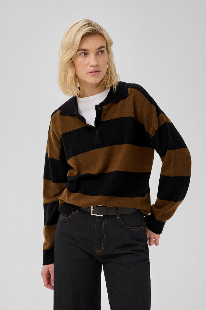 My Essential Wardrobe - Pullover - Bison w. Black Stripe - Jola