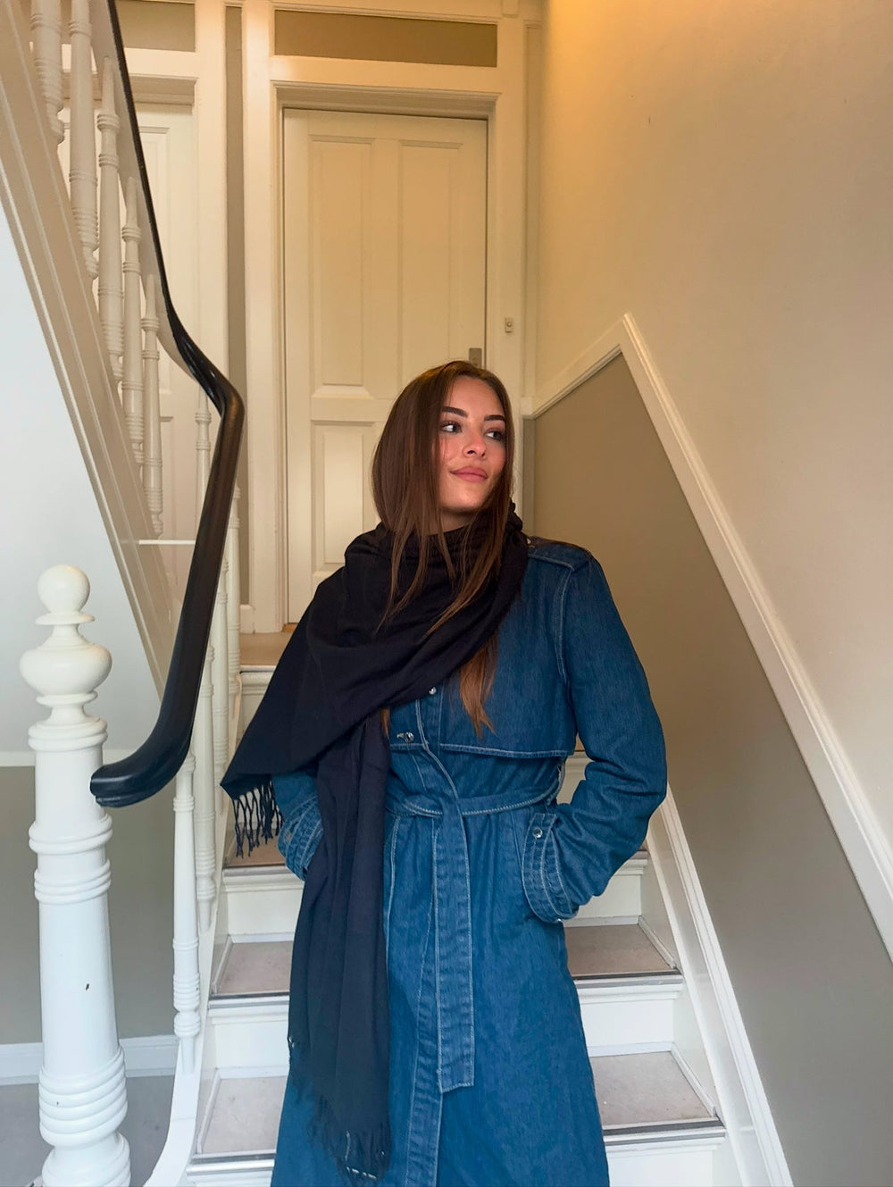 Denim trenchcoat jakke- Washed blue - Vera - Sassy Copenhagen - Stilkompagniet.dk