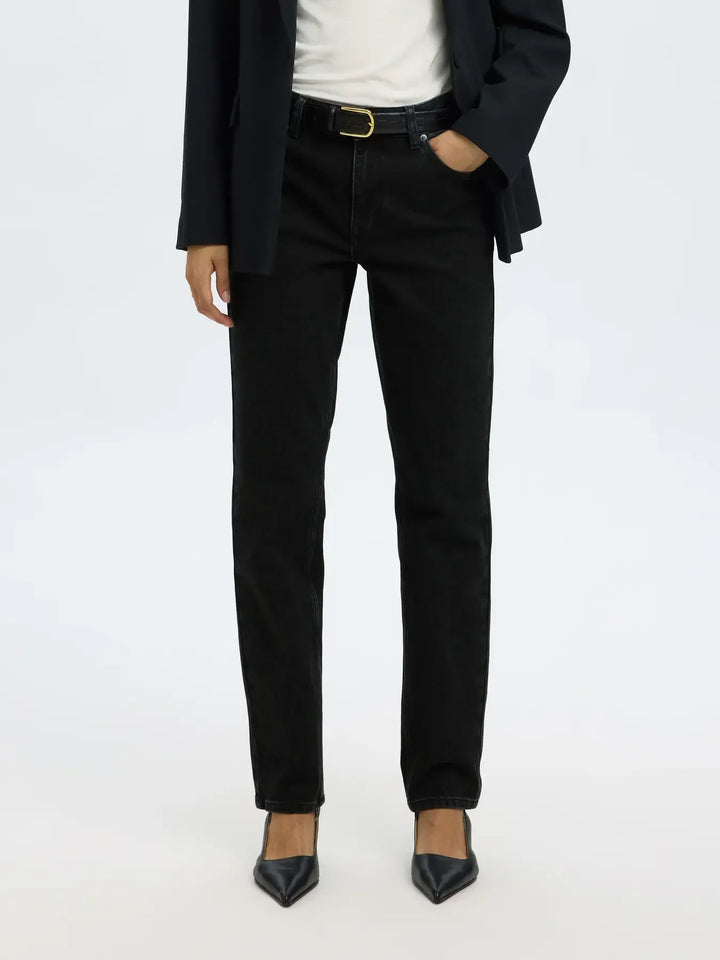 Selected Femme - Jeans - Sort - Bea-Kori MW Jeans