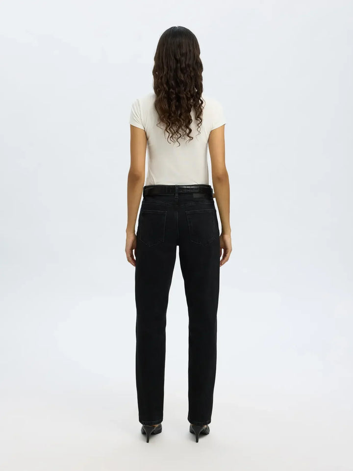 Selected Femme - Jeans - Sort - Bea-Kori MW Jeans