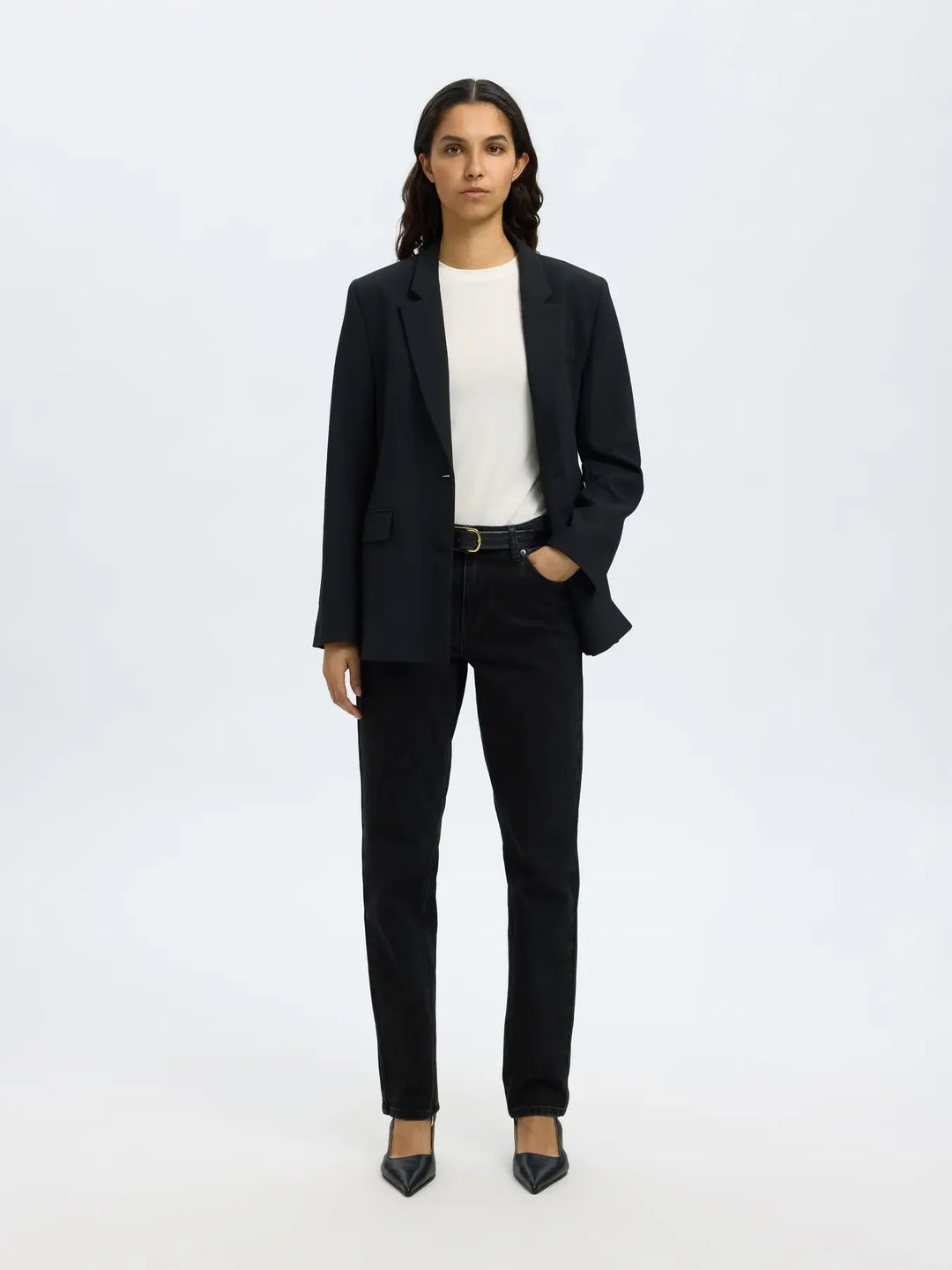 Selected Femme - Jeans - Sort - Bea-Kori MW Jeans