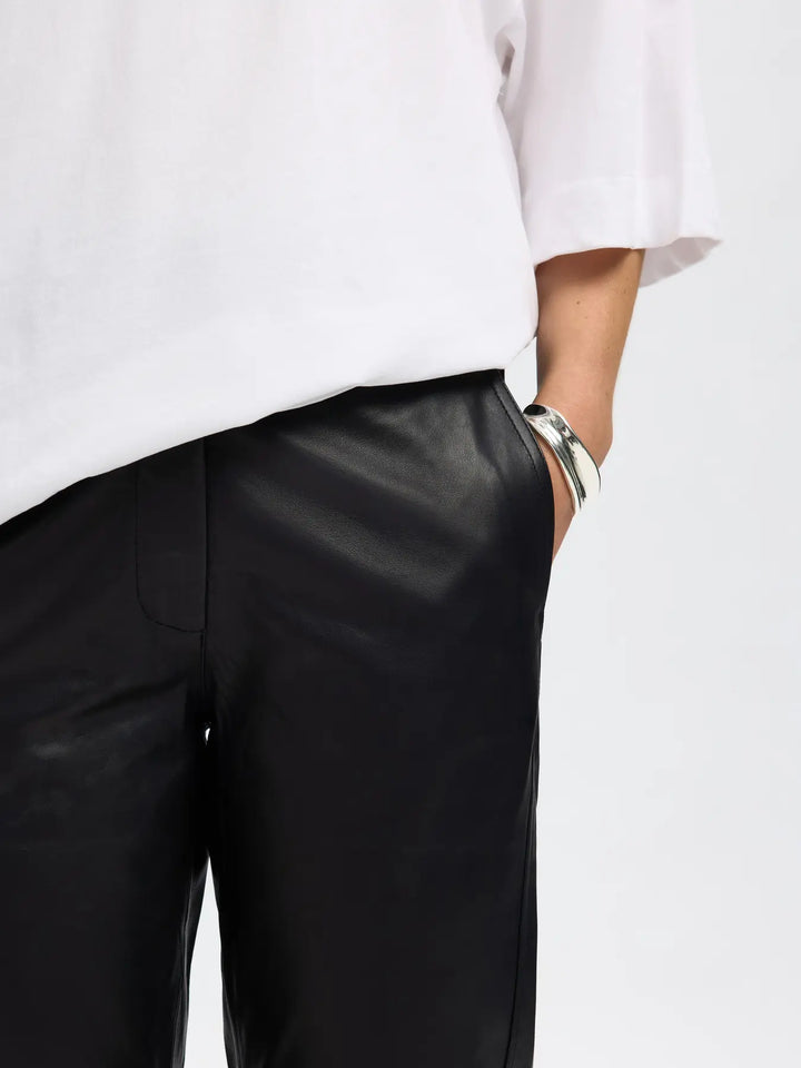 Selected Femme - Læderbukser - Sort - Marie - Stilkompagniet.dk