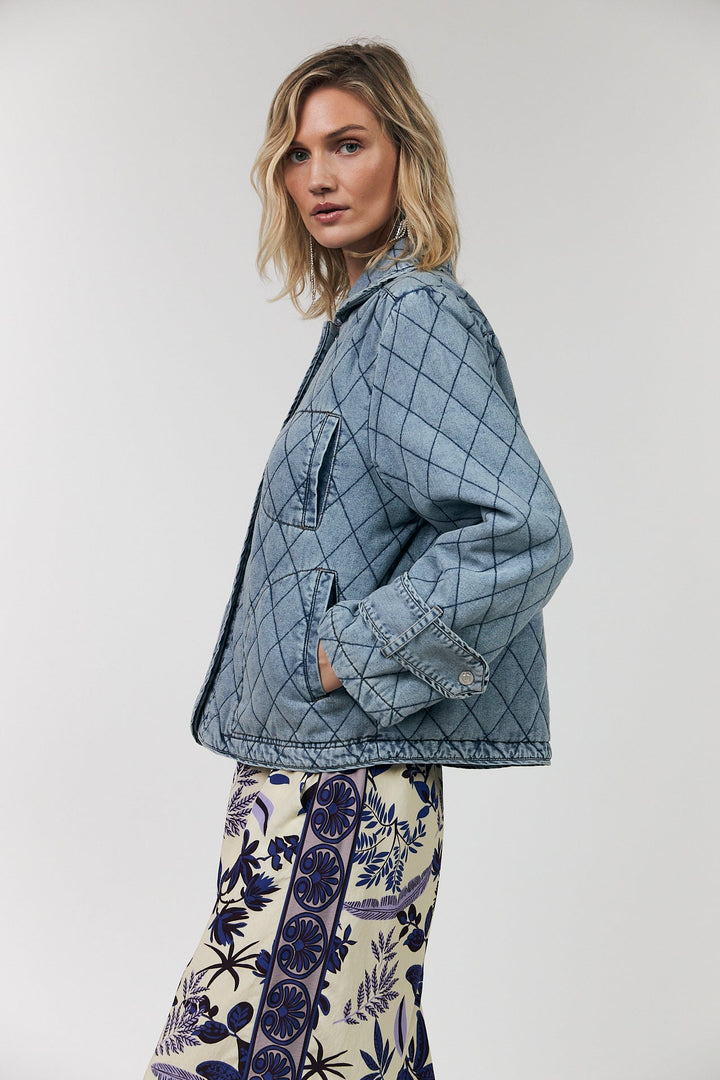 Lollys Laundry - Quilted jakke - Washed Denim - Viola