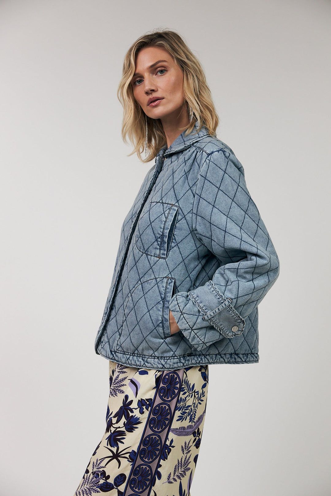 Lollys Laundry - Quilted jakke - Washed Denim - Viola
