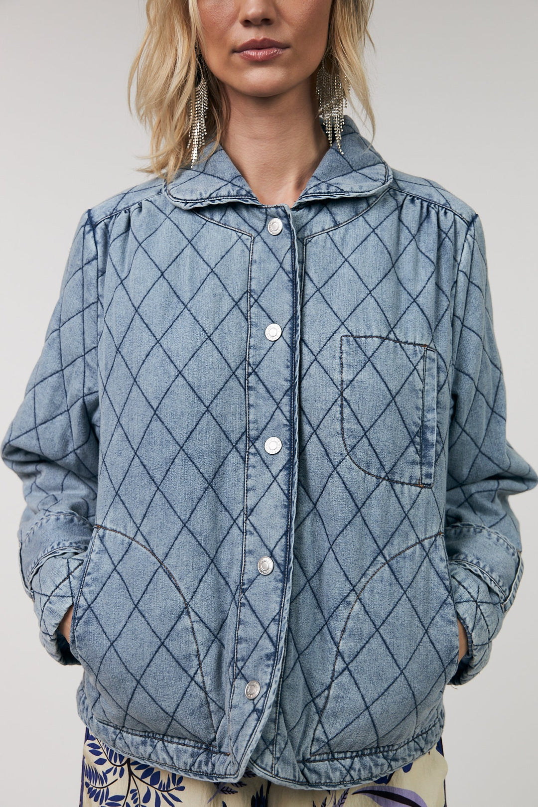 Lollys Laundry - Quilted jakke - Washed Denim - Viola