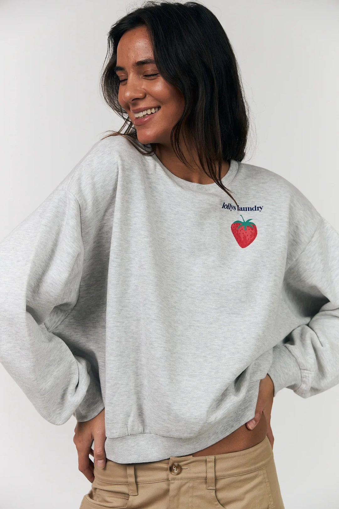 Lollys Laundry - Sweatshirt - Grå - Sydney Strawberry