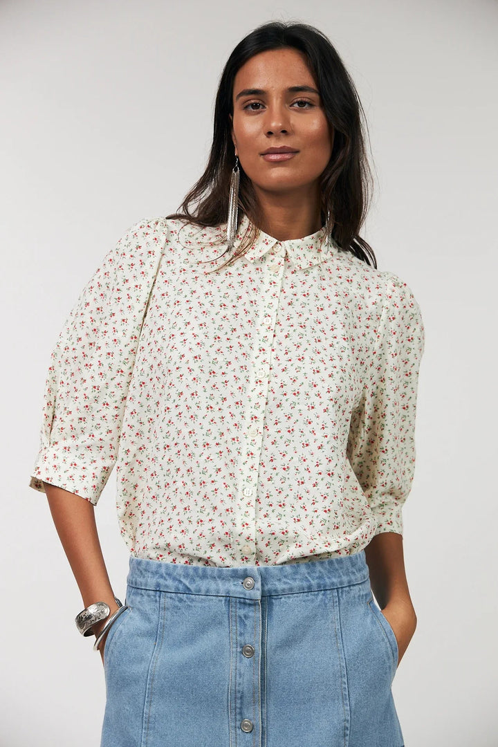 Lollys Laundry - Skjorte - Creme/blomstret - Bono