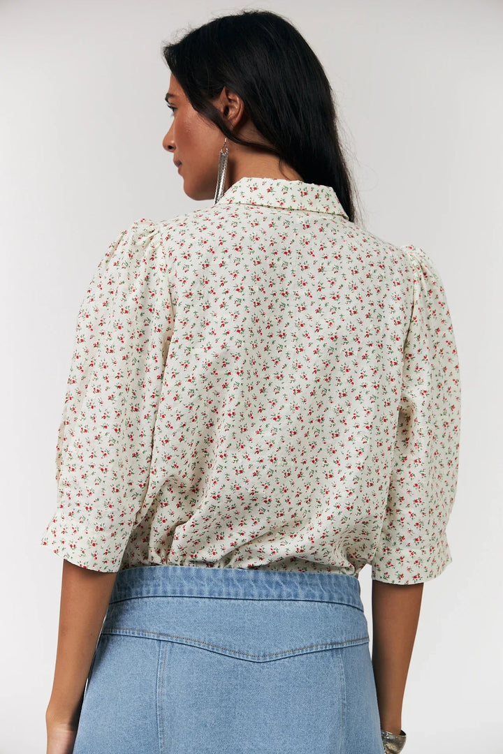 Lollys Laundry - Skjorte - Creme/blomstret - Bono