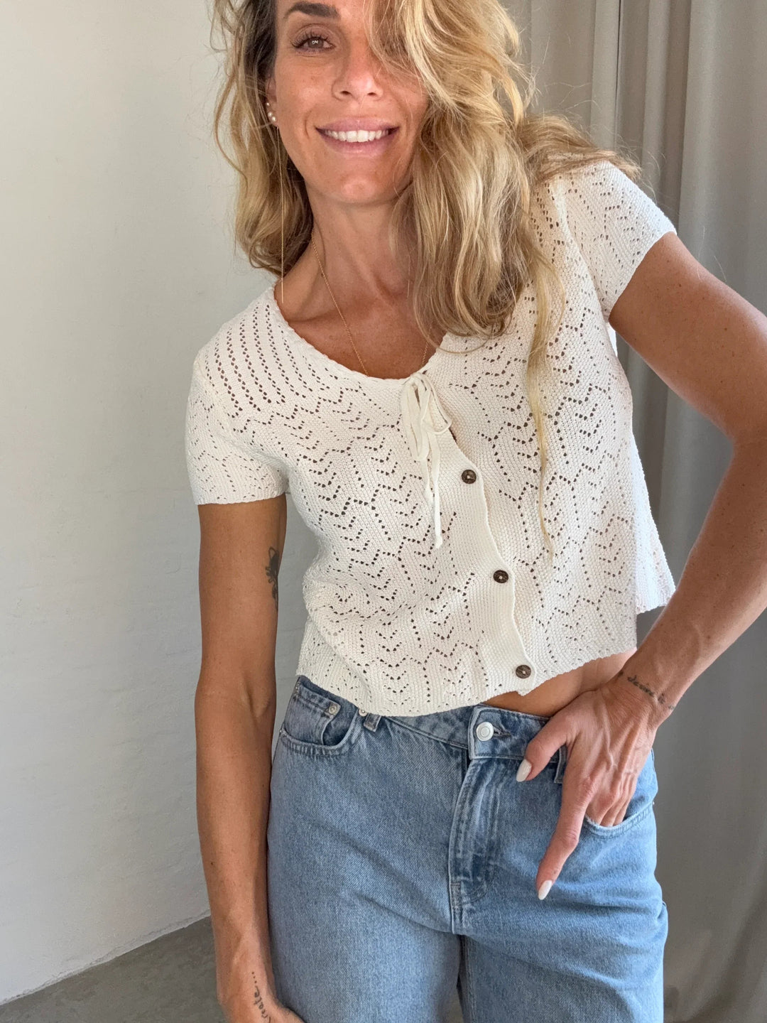 Sassy Copenhagen - Strikket top - Hvid blonde - Ella - Stilkompagniet.dk