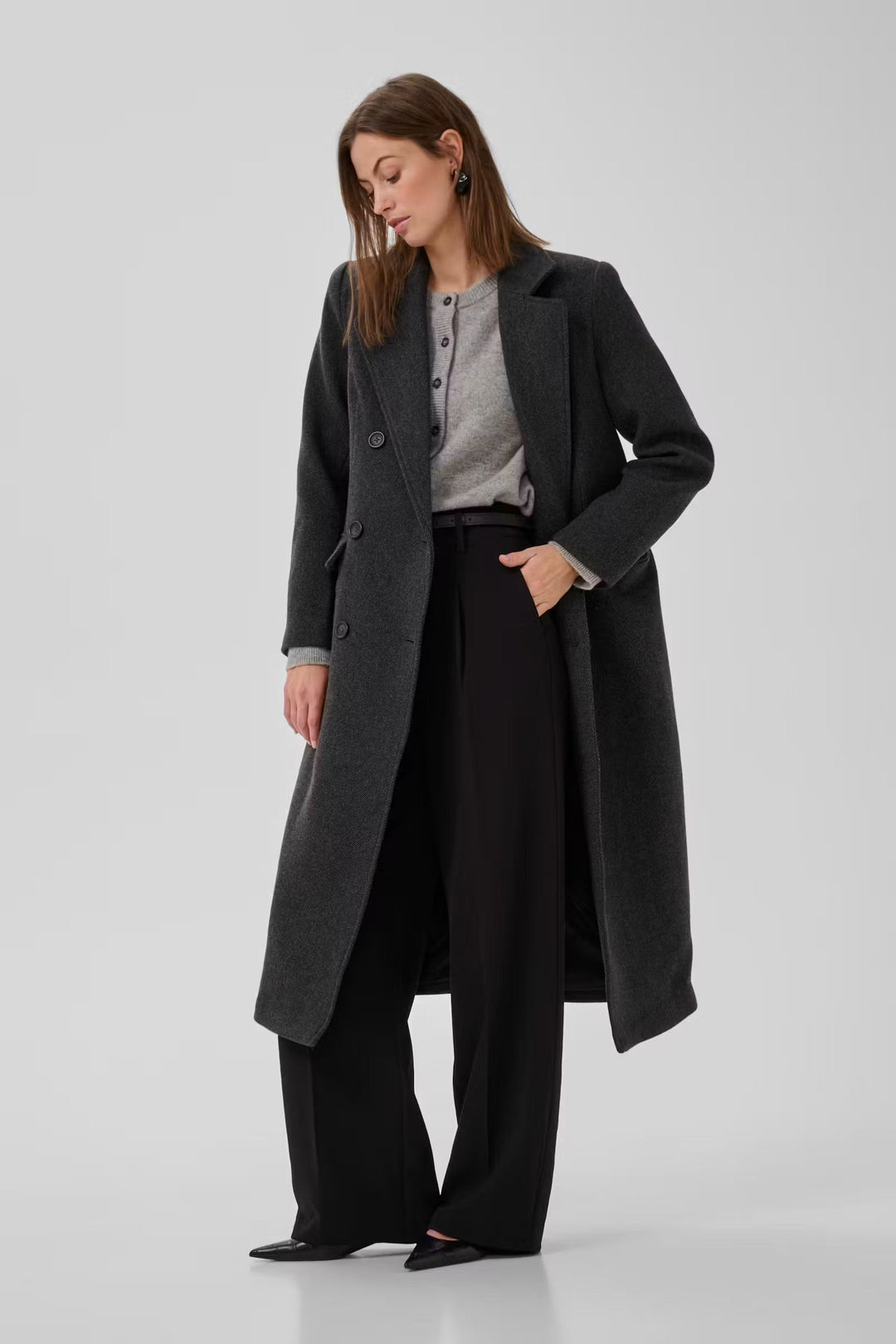 My Essential Wardrobe - Frakke - Dark Grey Melange - Frannie