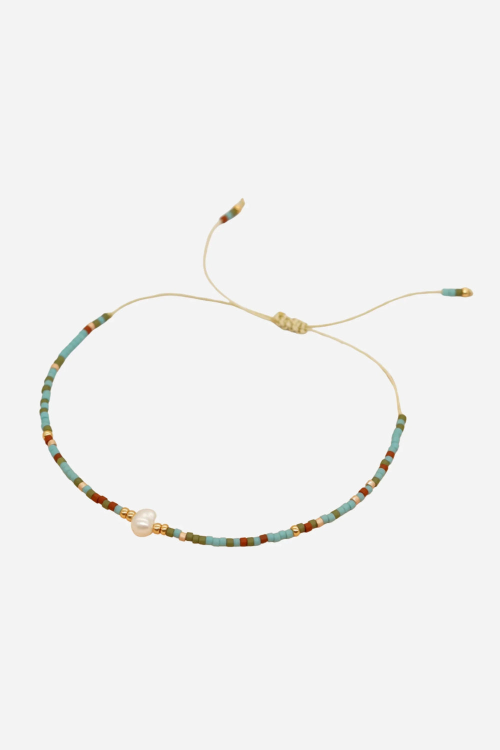 Andcopenhagen - Perlearmbånd - Blå, Brun & Khaki - Holly - Stilkompagniet.dk