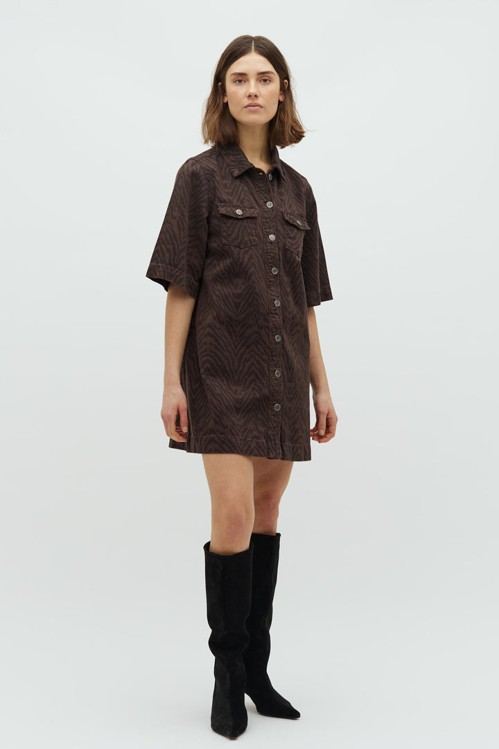 Global Funk - Denim kjole - Brown Zebra - Mira-G - Stilkompagniet.dk