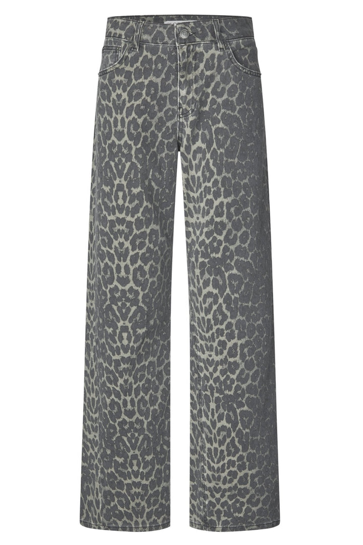 Leopard Denim Jeans - Grå Leo Cadian - Global Funk (Bemærk M i preorder start Dec.)