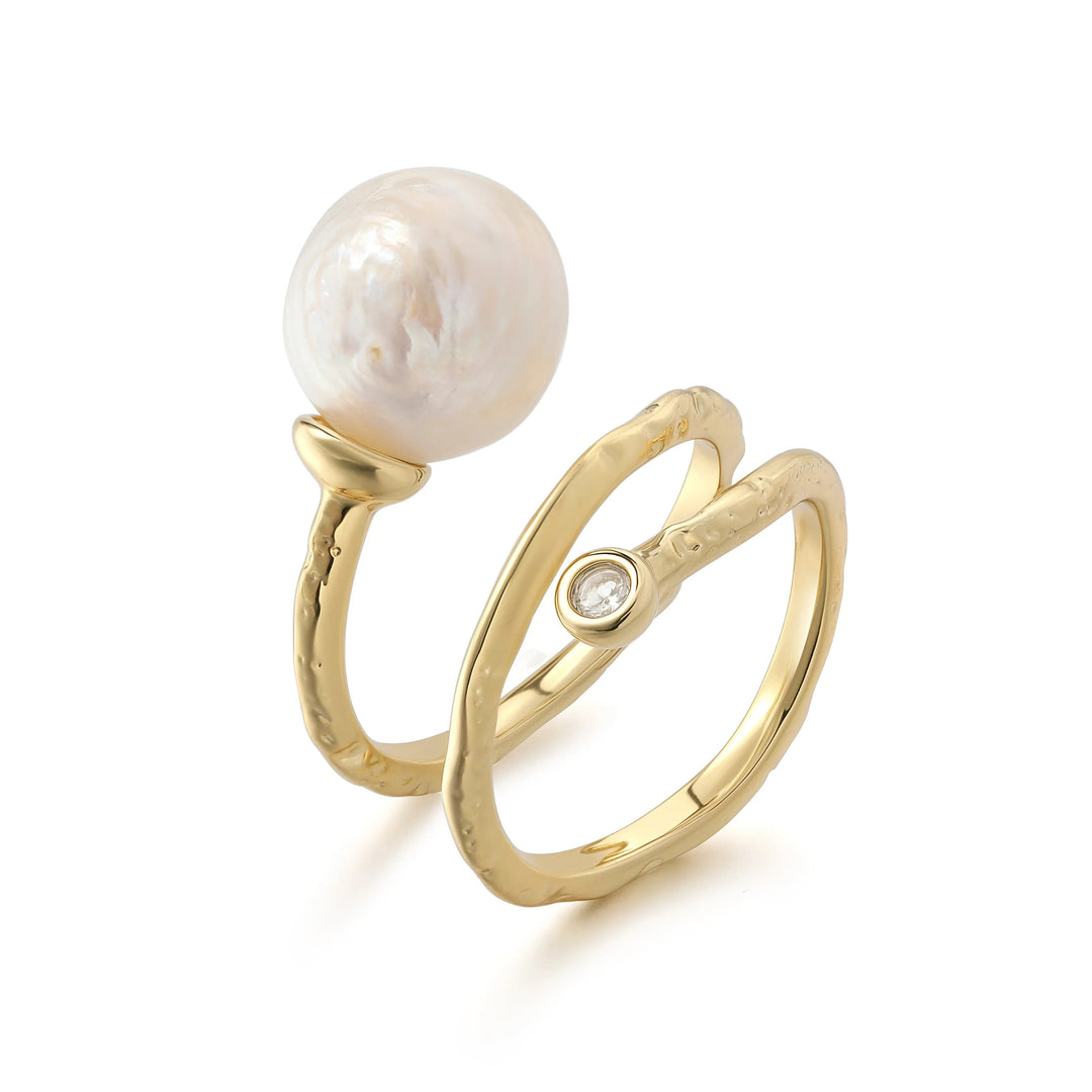 Andcopenhagen - Ring - 18 karat guldbelagt messing - White Pearl - Stilkompagniet.dk