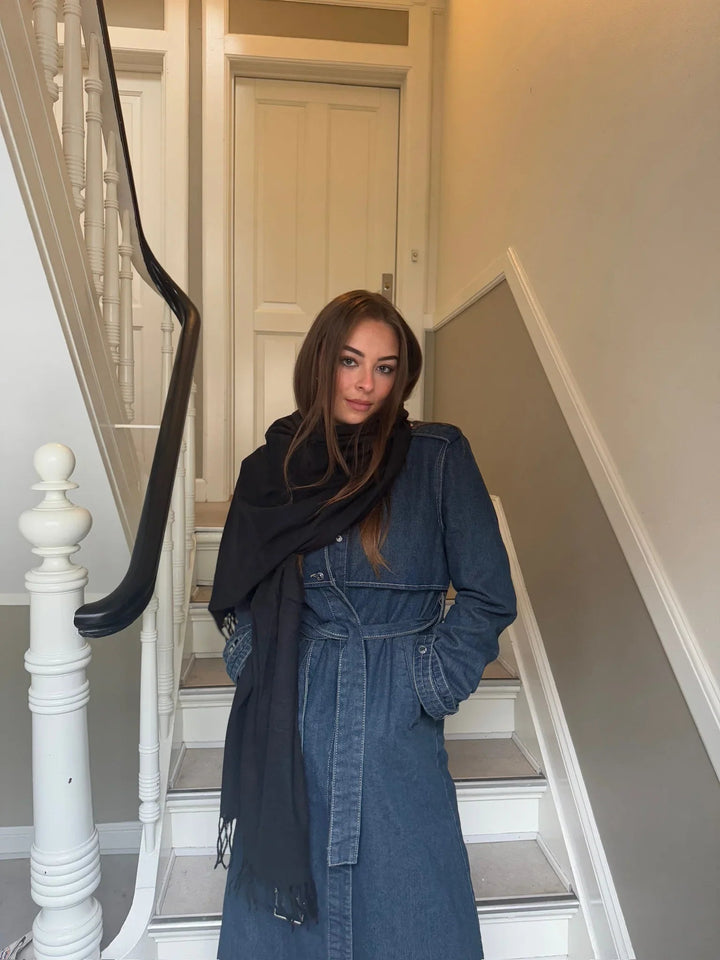 Denim trenchcoat jakke- Washed blue - Vera - Sassy Copenhagen - Stilkompagniet.dk