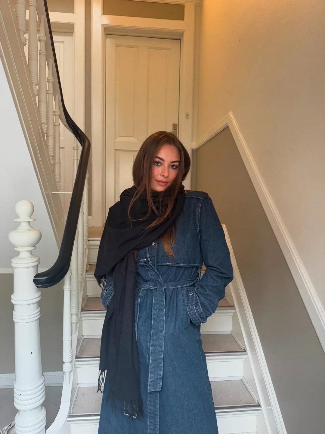 Denim trenchcoat jakke- Washed blue - Vera - Sassy Copenhagen - Stilkompagniet.dk