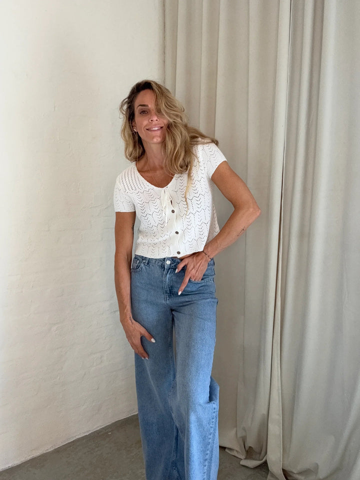 Sassy Copenhagen - Strikket top - Hvid blonde - Ella - Stilkompagniet.dk