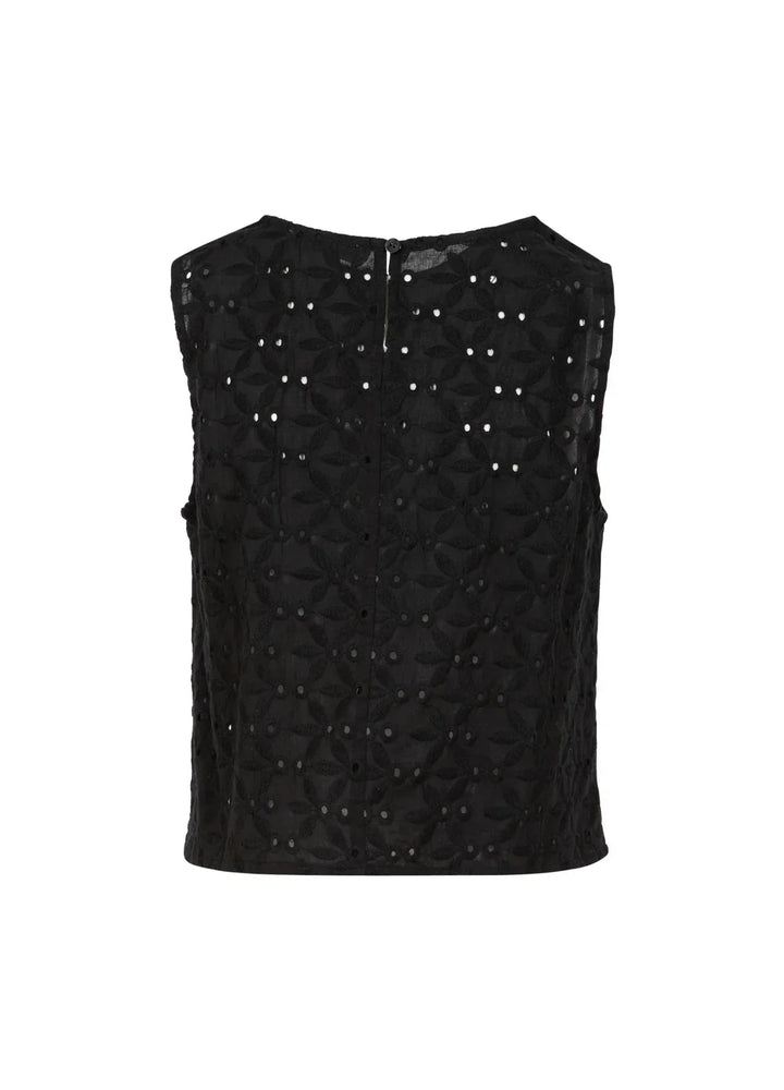 CC Heart - Top - Sort broderi anglaise - Allie - Stilkompagniet.dk