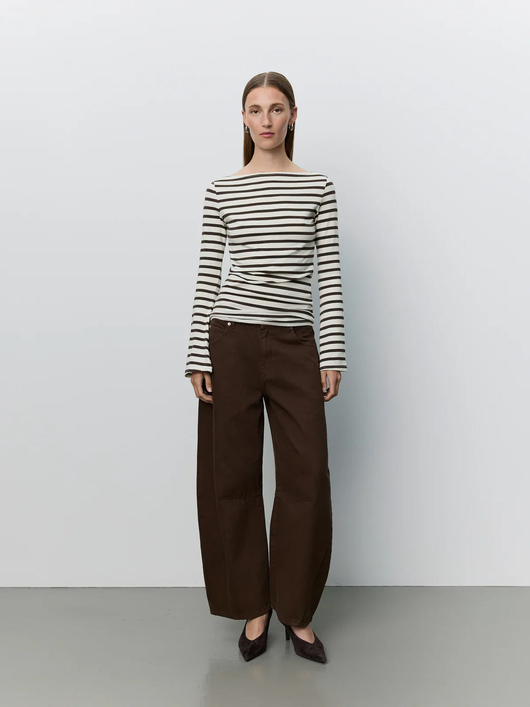 Sofie schnoor women - T-shirt - Brown Striped - Cecesw