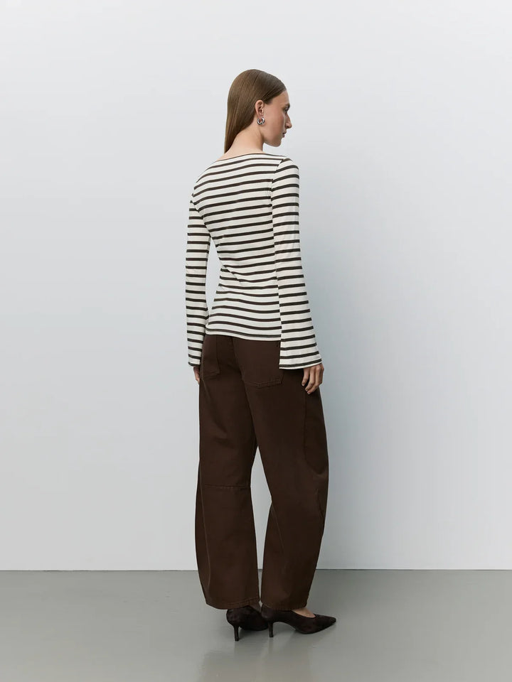 Sofie schnoor women - T-shirt - Brown Striped - Cecesw