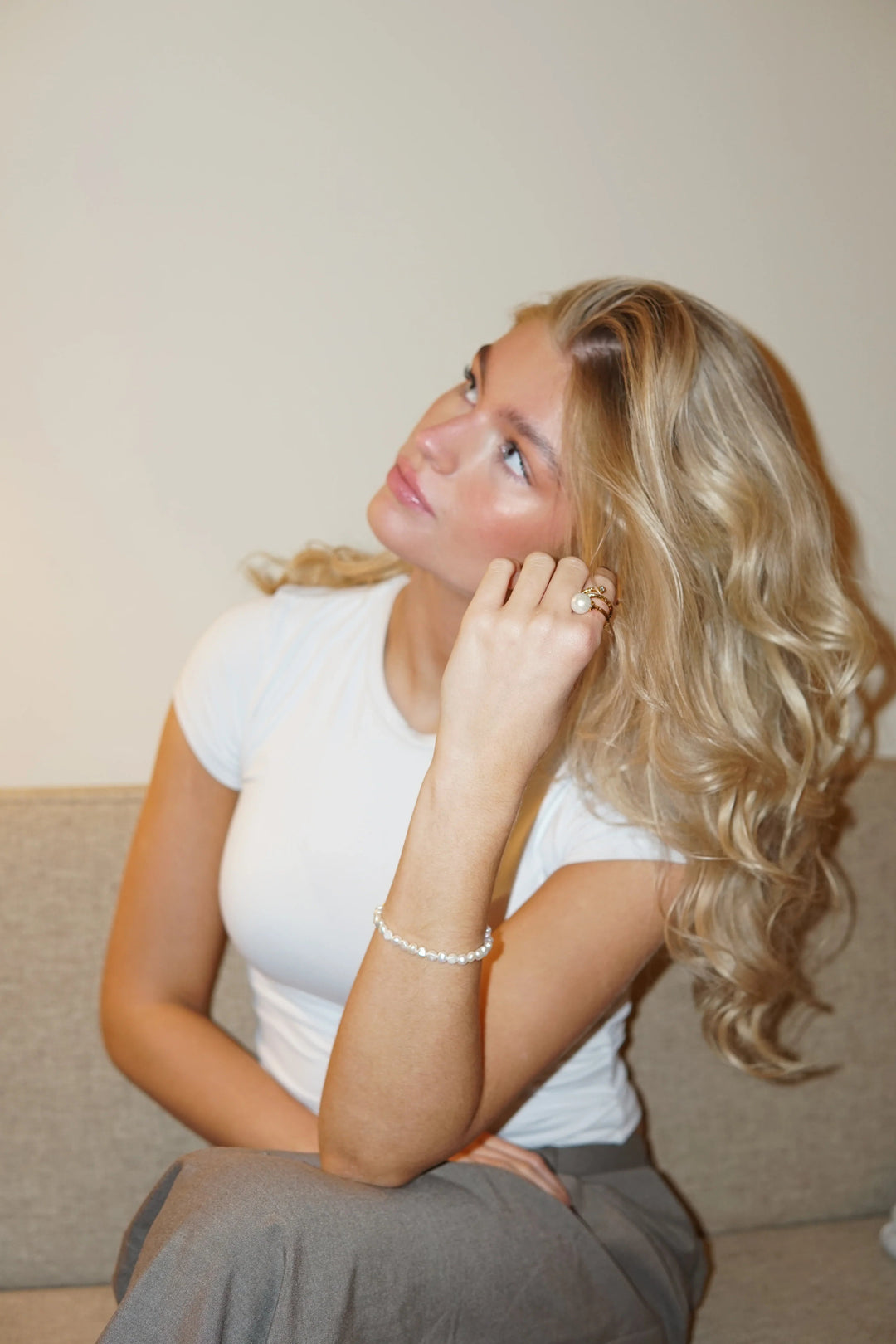 Andcopenhagen Jewelry Icon Collection - Ring - 18 karat guldbelagt messing - Rose Pearl Ivy