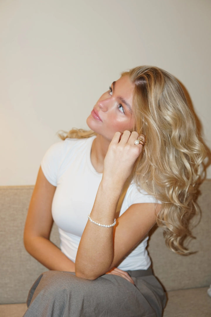 Andcopenhagen Jewelry Icon Collection - Ring - 18 karat guldbelagt messing - Rose Pearl Ivy