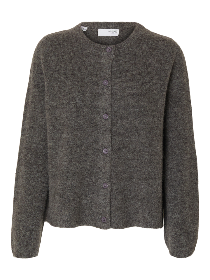 Selected Femme - Strik Cardigan - Grey Melange - Lulu - Stilkompagniet.dk