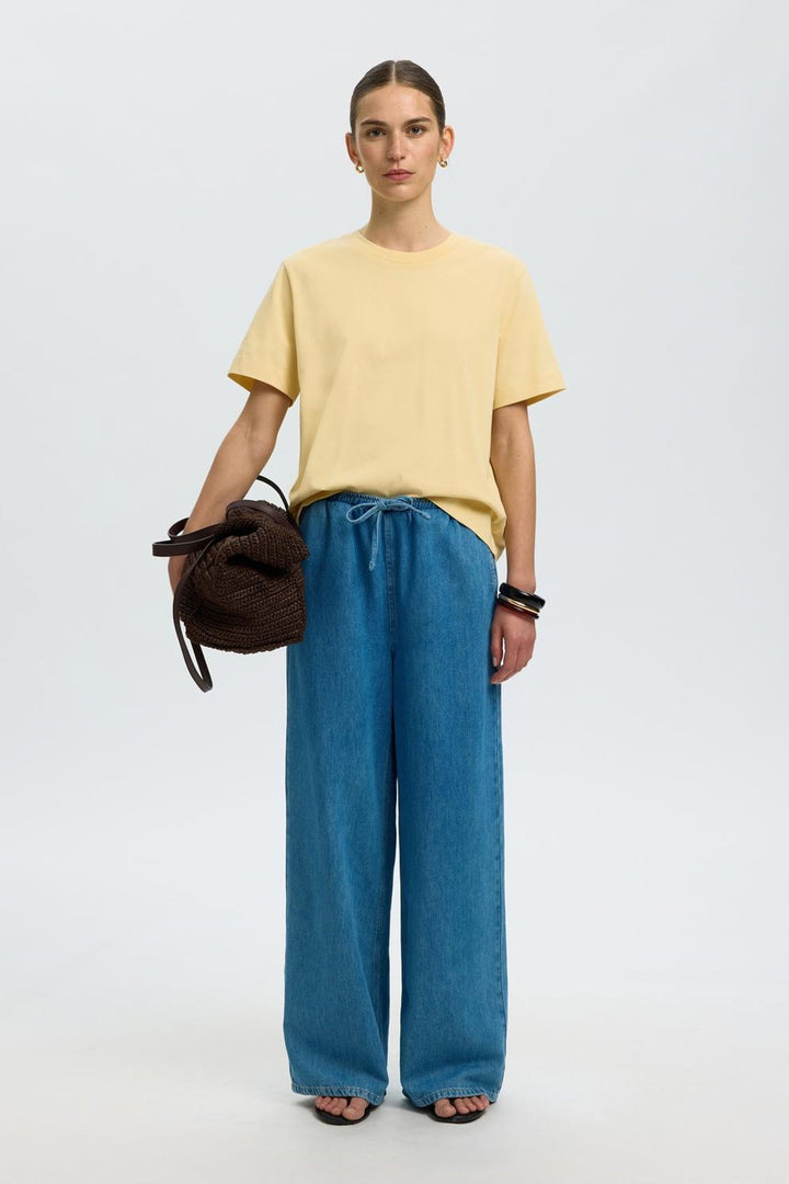 Selected Femme - T-shirt - Italian Straw - Boxy