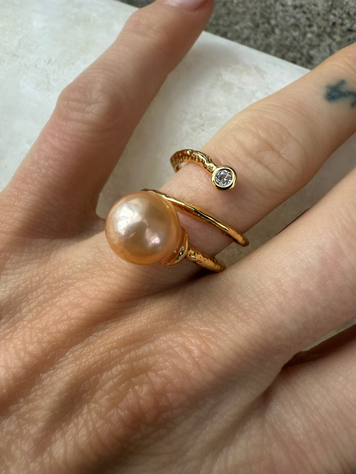 Andcopenhagen - Ring - 18 karat guldbelagt messing - Rose Pearl