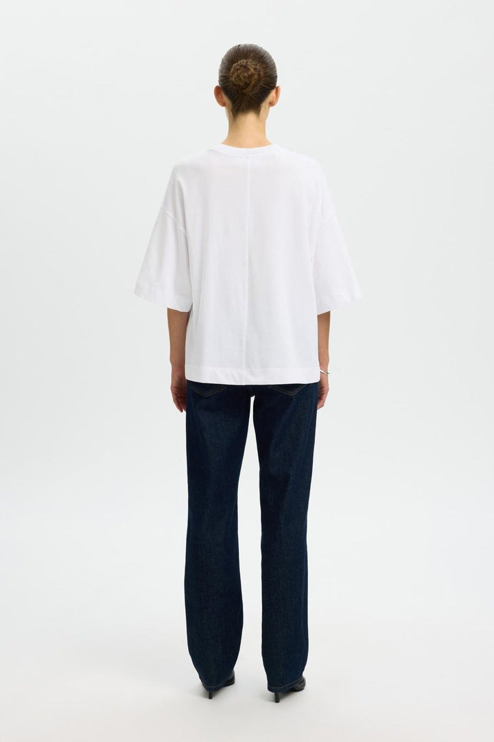 Selected Femme - T-shirt - Oversized Hvid - Colwoman