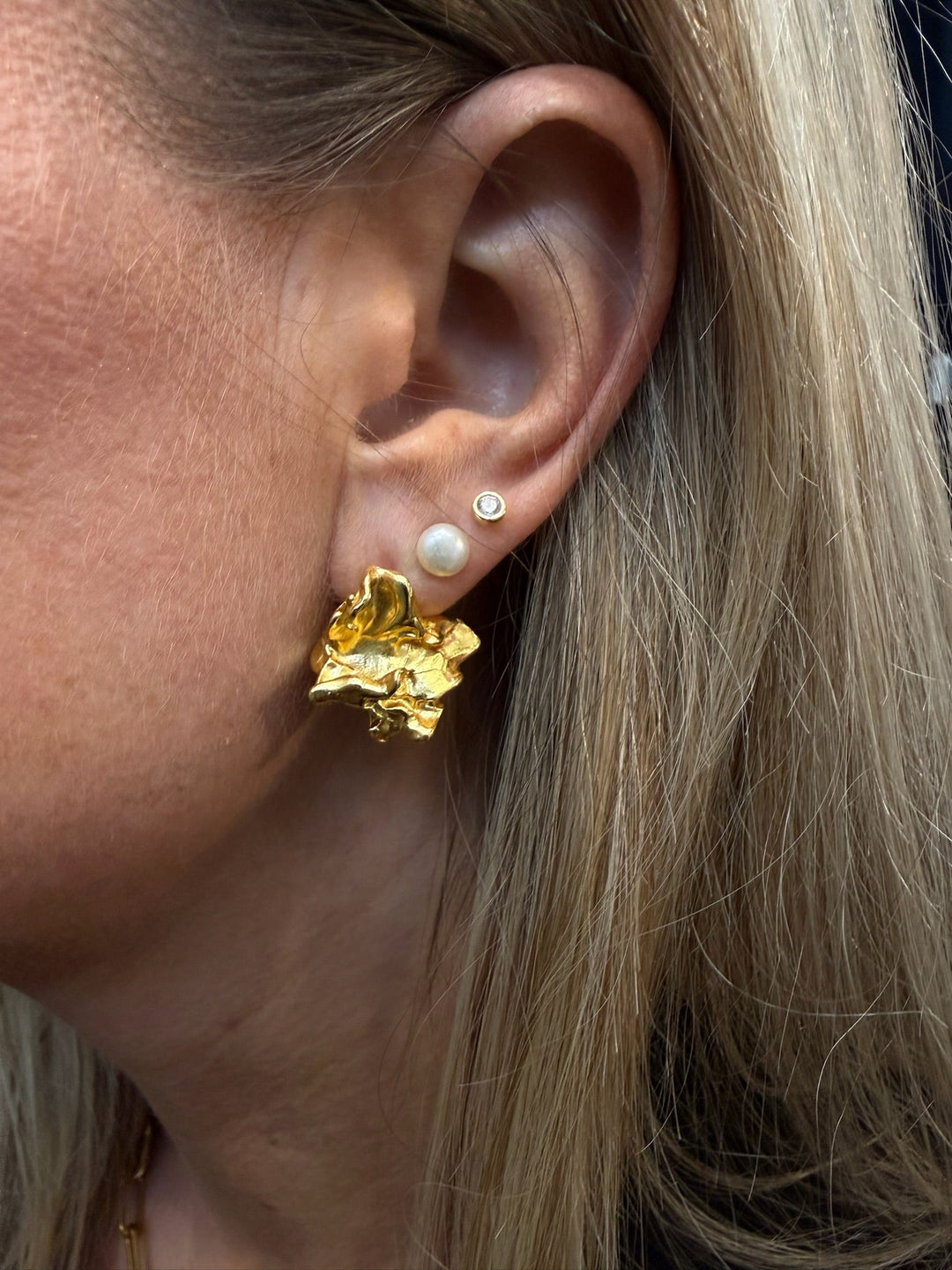 Andcopenhagen - Øreringe studs - 18 karat guldbelagt 925 sterlingsølv - Funk zirkon stud