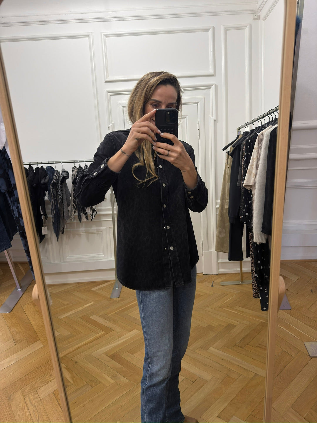 Lala Berlin - Denimskjorte - Leo Washed Black - Lala Overshirt 1, billede 4