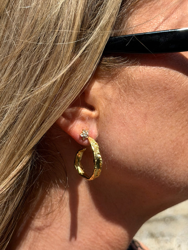 Andcopenhagen Jewelry - Øreringe - 18 karat guldbelagt 925 sterlingsølv - Viola blomster