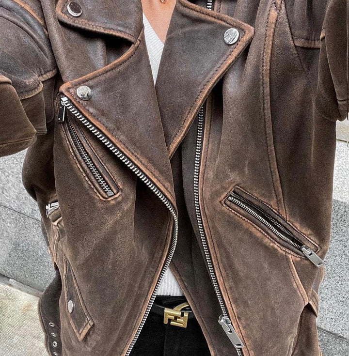 Læderjakke - Brown - MWGilo - MY ESSENTIAL WARDROBE